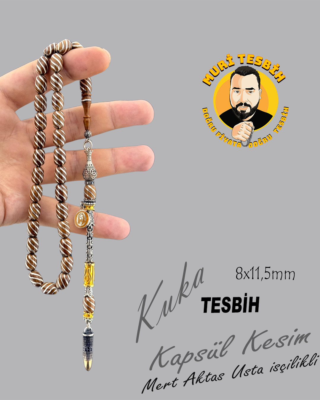 GÜMÜŞ İŞLEMELİ VE PÜSKÜLLÜ MERT AKTAŞ KUKA KAPSÜL KESİM 8X11,50