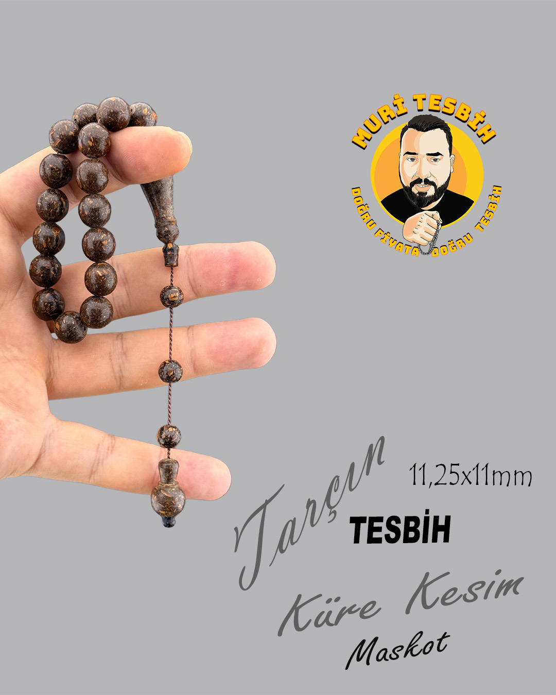 TARÇIN TESBİH MASKOT KÜRE KESİM 11,25X11mm