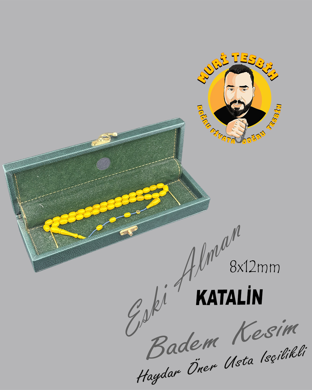 HAYDAR ÖNER KÜLLÜL OBJE ESKİ ALMAN KATALİN MİSKEVİ BADEM KESİM 8X12mm