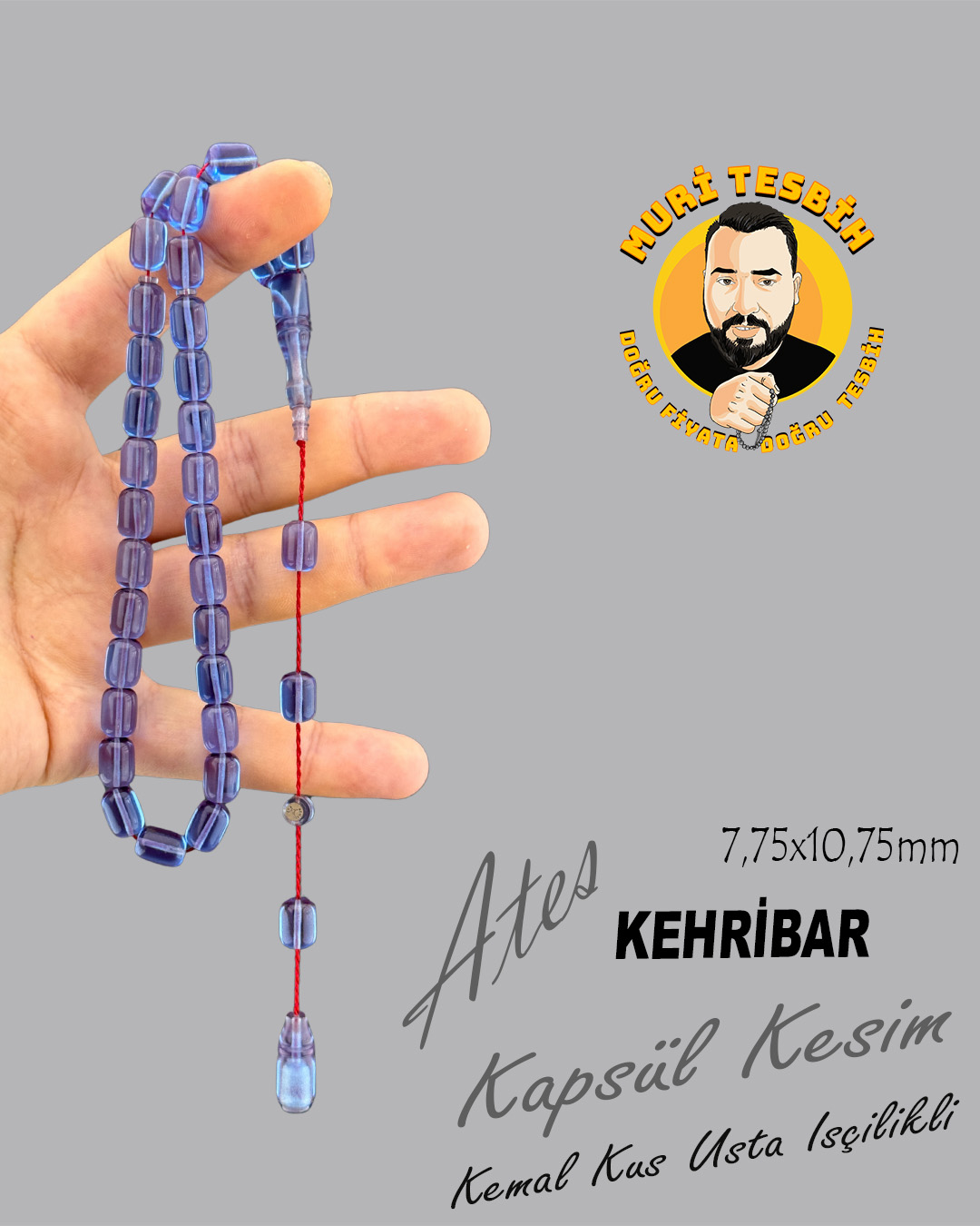 KEMAL KUŞ ATEŞ KEHRİBAR KAPSÜL KESİM 7,75X10,75mm