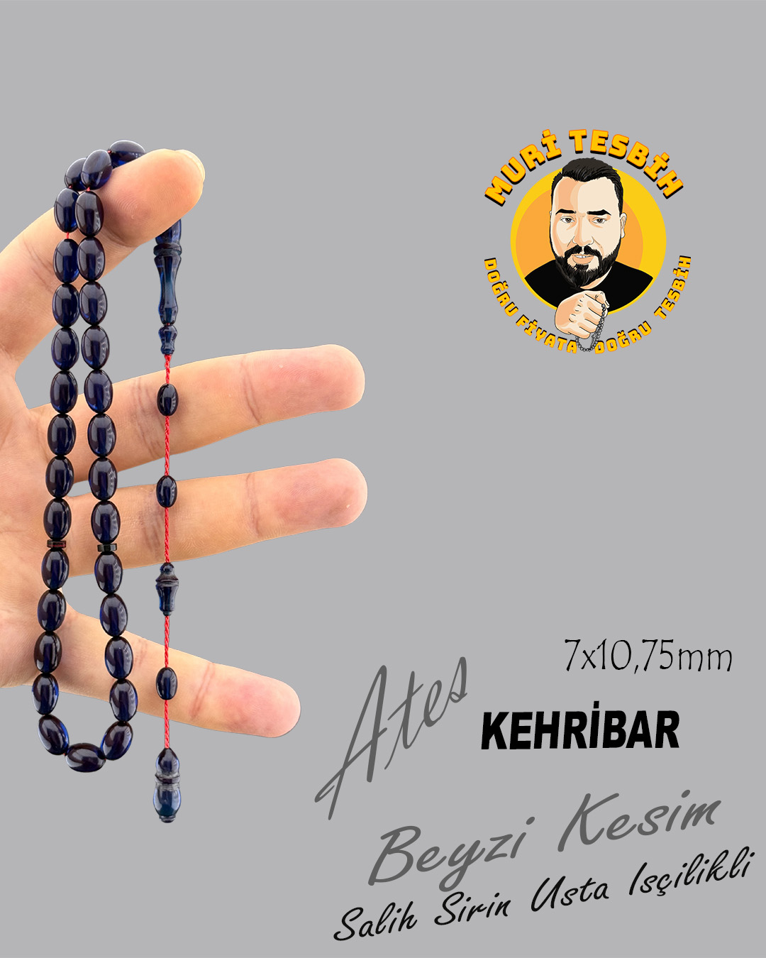 SALİH ŞİRİN ATEŞ KEHRİBAR BEYZİ KESİM 7X10,75mm