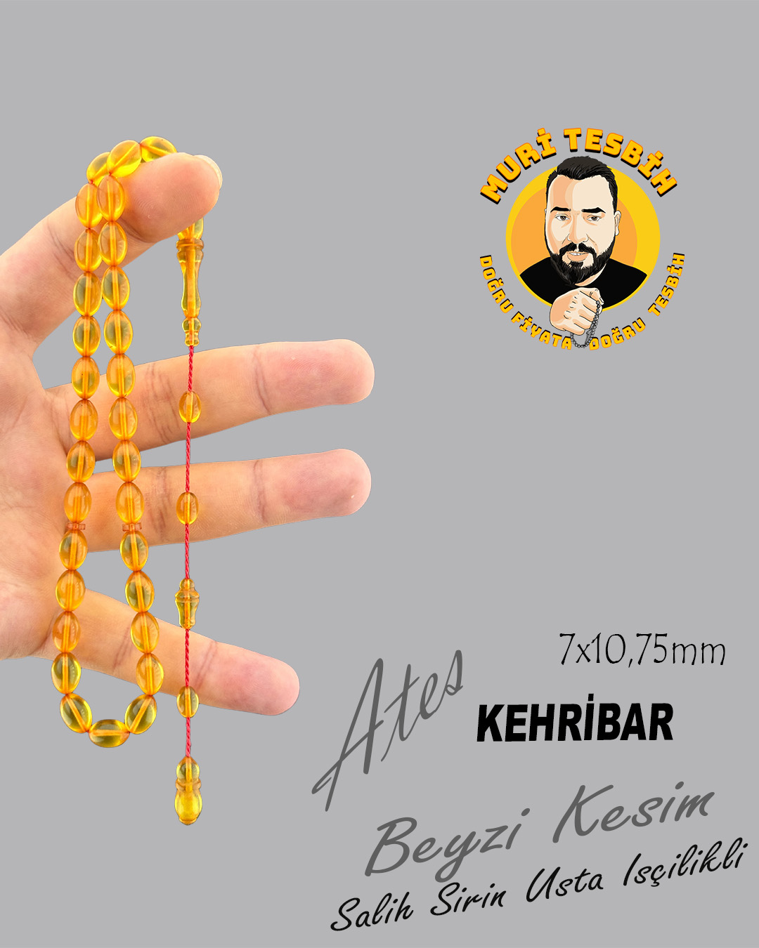 SALİH ŞİRİN ATEŞ KEHRİBAR BEYZİ KESİM 7X10,75mm