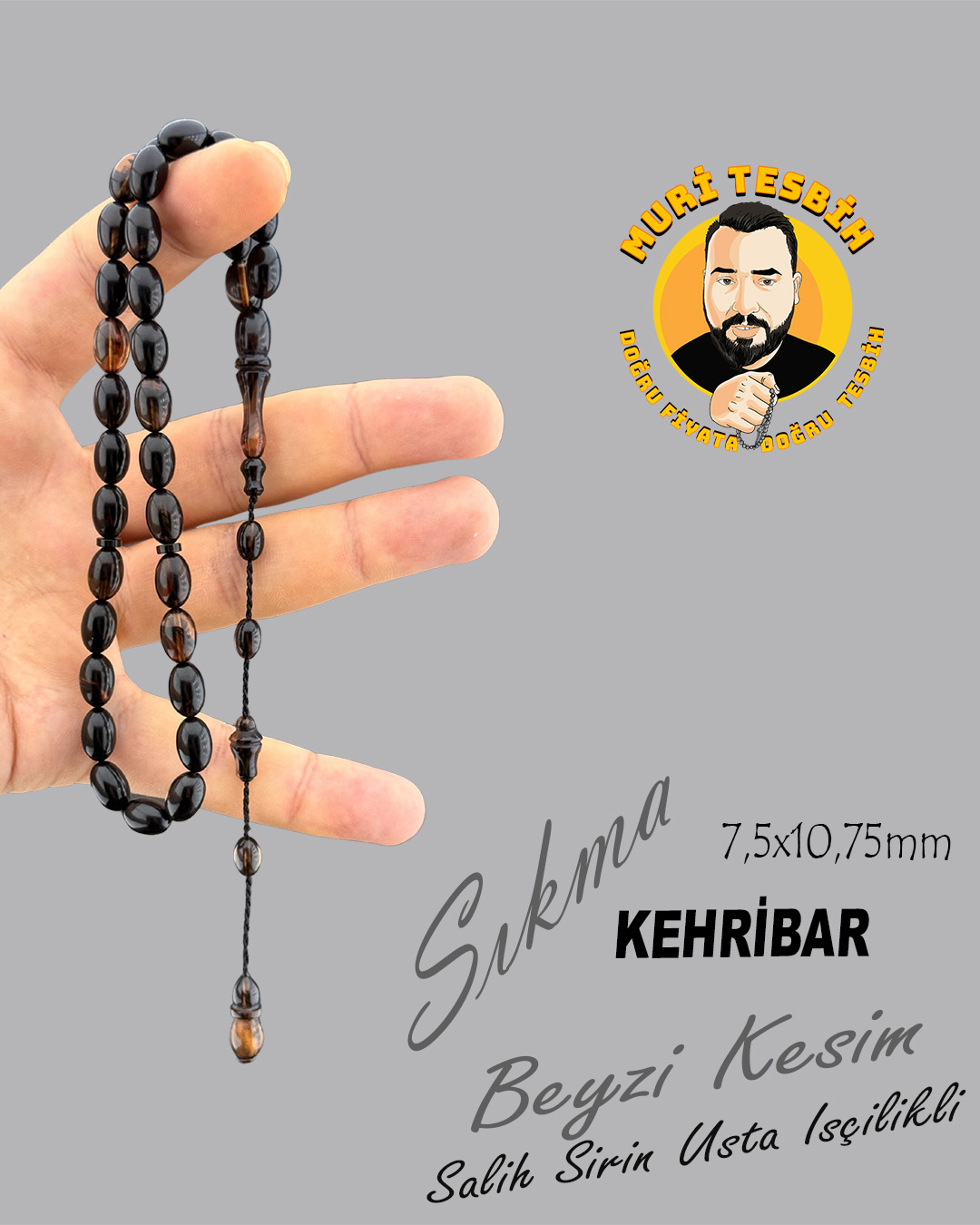 SALİH ŞİRİN SIKMA KEHRİBAR BEYZİ KESİM 7,5X10,75mm