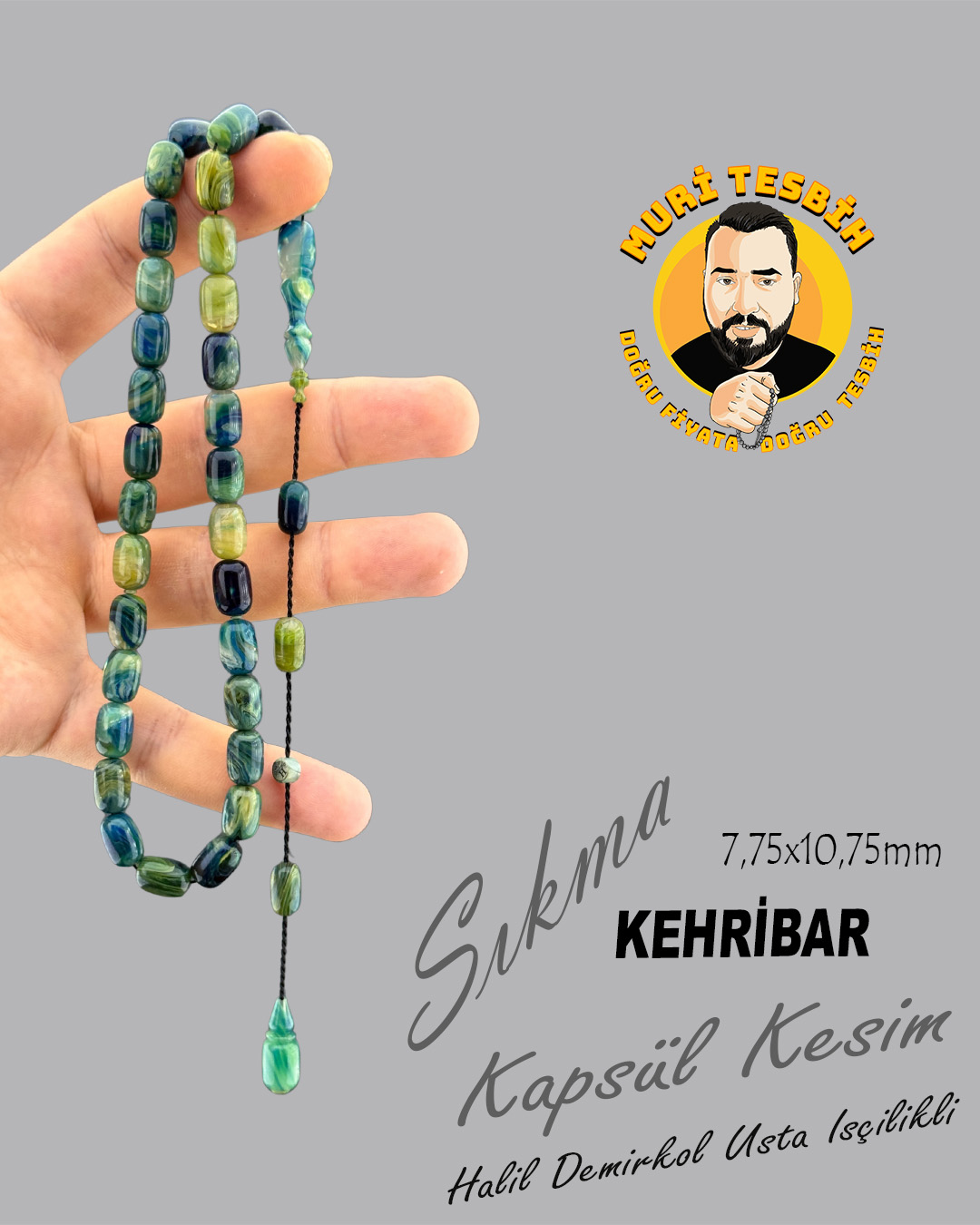 HALİL DEMİRKOL SIKMA KEHRİBAR KAPSÜL KESİM 7,75X10,75mm