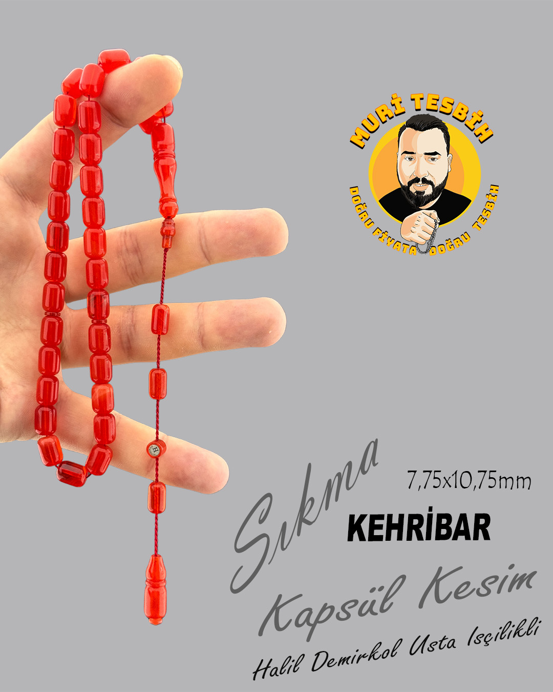 HALİL DEMİRKOL SIKMA KEHRİBAR KAPSÜL KESİM 7,75X10,75mm