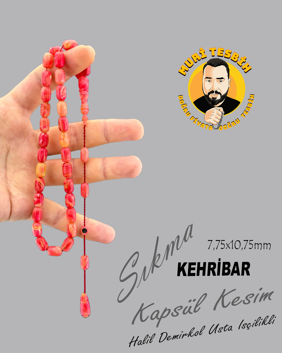 HALİL DEMİRKOL SIKMA KEHRİBAR KAPSÜL KESİM 7,75X10,75mm