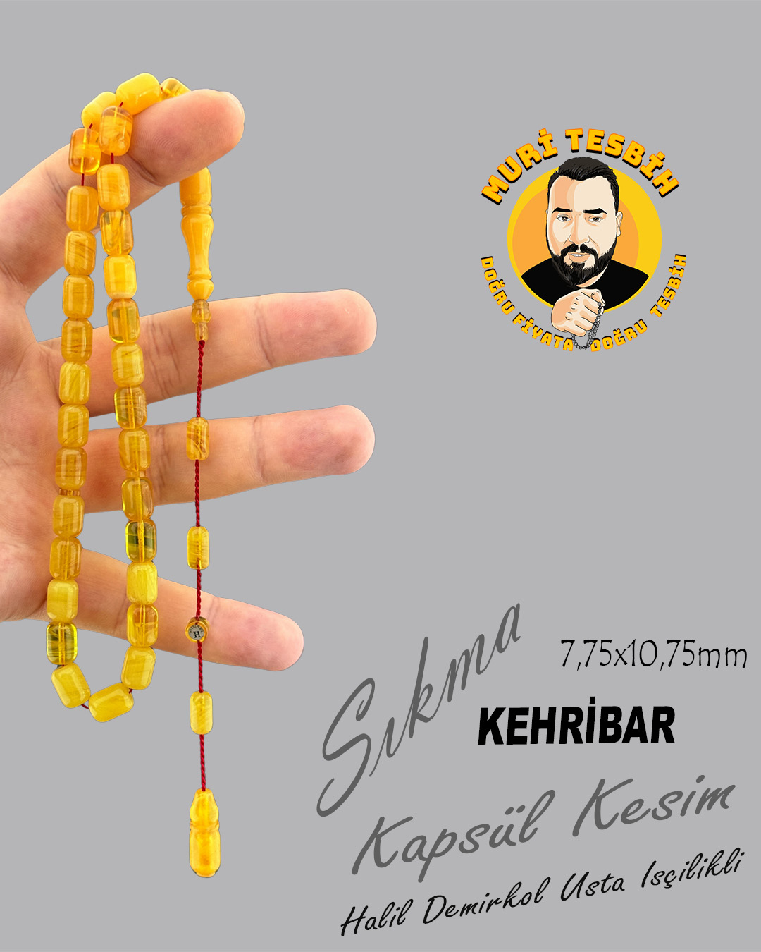 HALİL DEMİRKOL SIKMA KEHRİBAR KAPSÜL KESİM 7,75X10,75mm