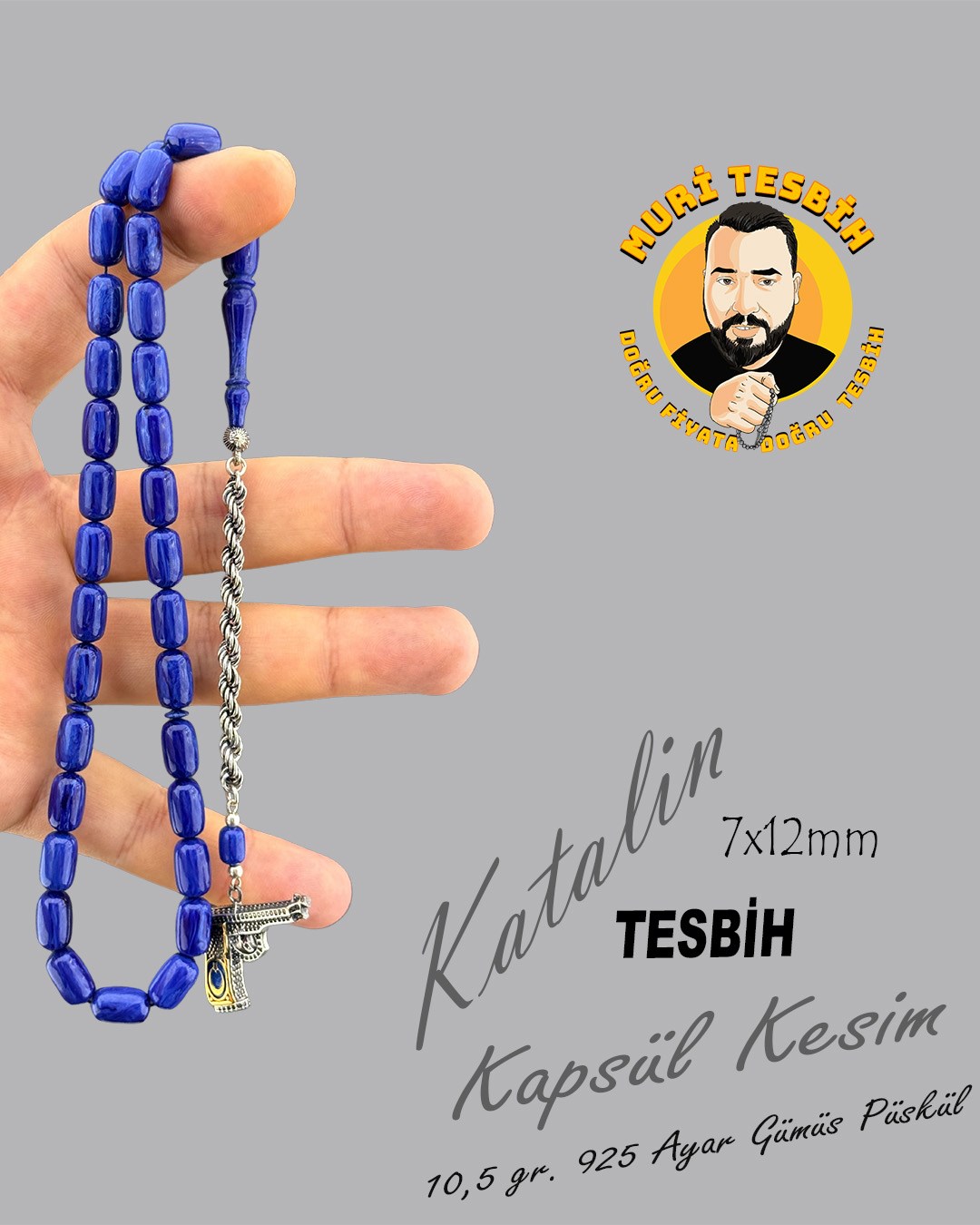 10,5 GR 925 AYAR GÜMÜŞ PÜSKÜL KATALİN KAPSÜL KESİM 7X12
