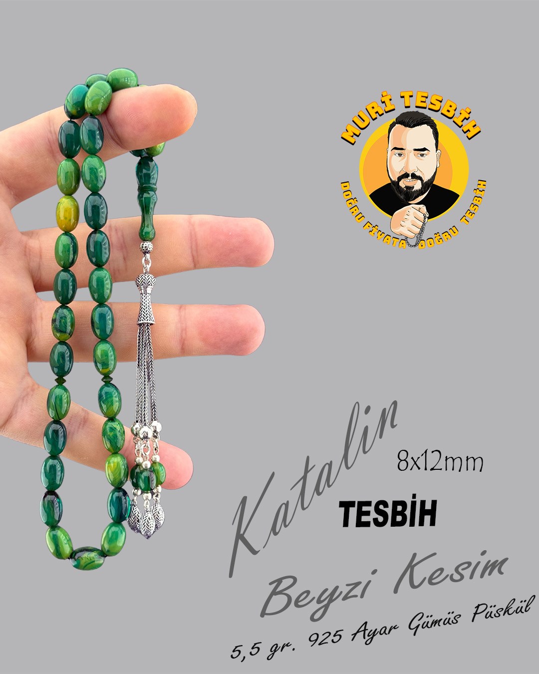 5,5 GR 925 AYAR GÜMÜŞ PÜSKÜL KATALİN BEYZİ KESİM 8X12