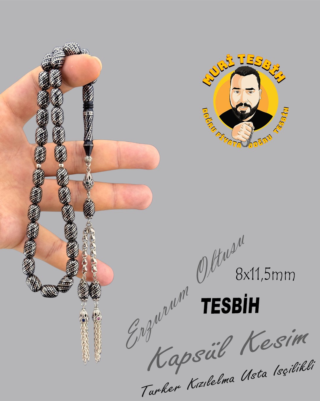 TÜRKER KIZILELMA GÜMÜŞ İŞLEMELİ ERZURUM OLTU KAPSÜL KESİM 8X11,50