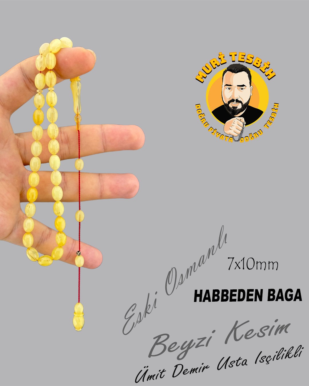 ÜMİT DEMİR 14,05gr ESKİ OSMANLI HABBEDEN BAGA BEYZİ KESİM 7X10mm