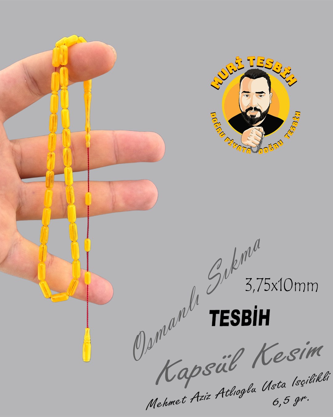6,5 GR MEHMET AZİZ ATLIOĞLU AĞIZLIK OBJE OSMANLI SIKMA KAPSÜL KESİM 3,75X10mm