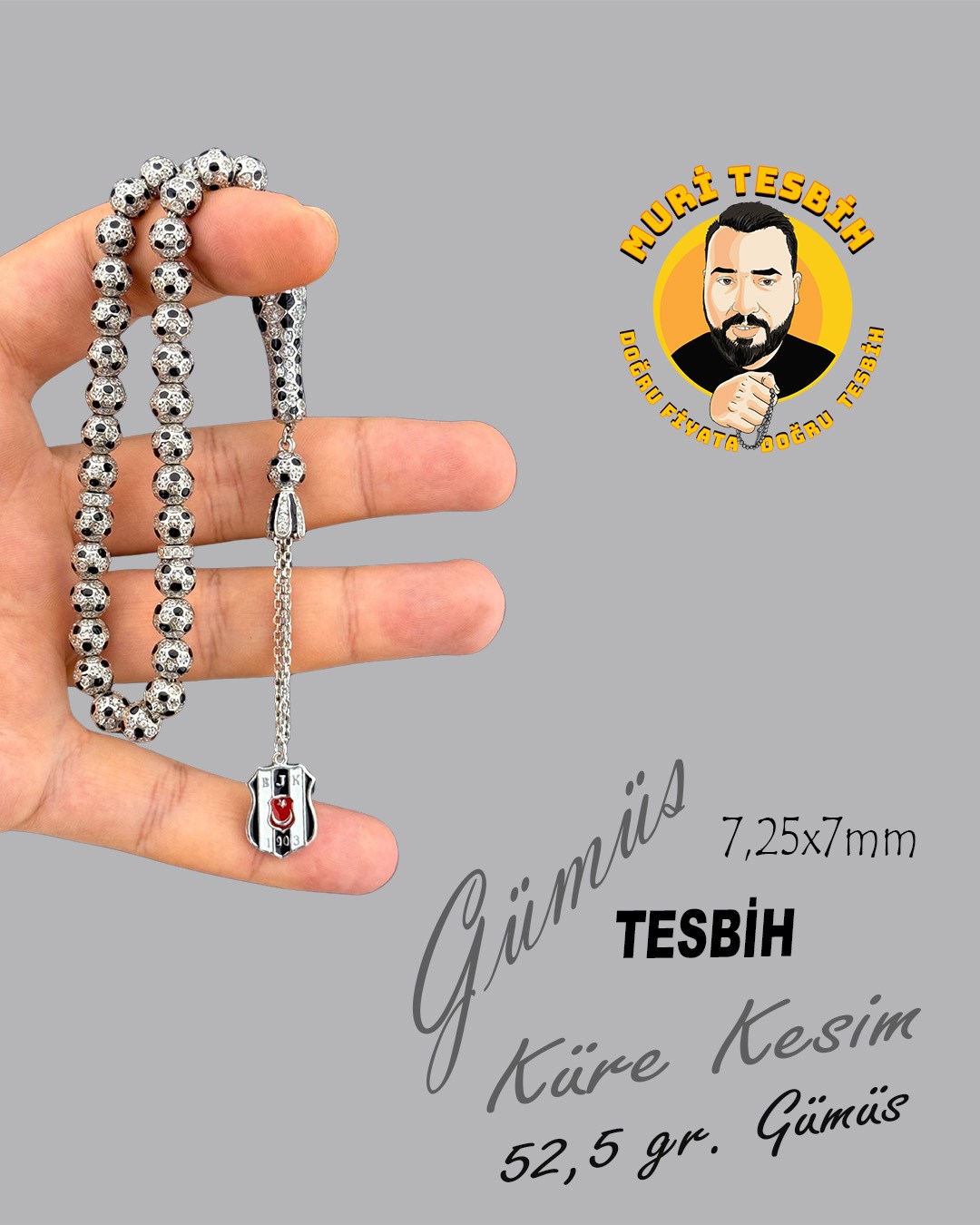 52,5 GR ÖZEL TASARIM GÜMÜŞ KÜRE KESİM 7,25X7